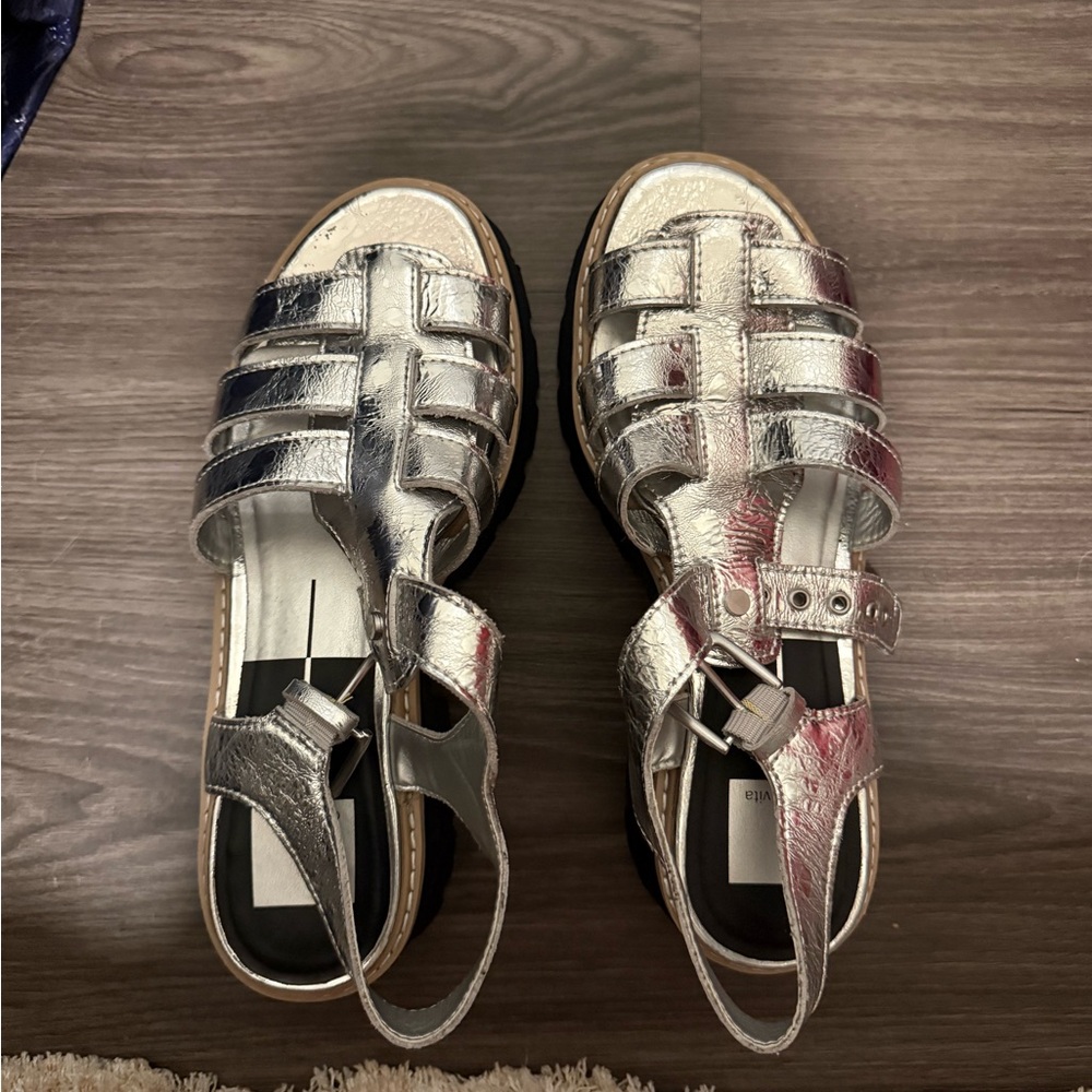 Dolce Vita Metallic Silver Strappy Sandals